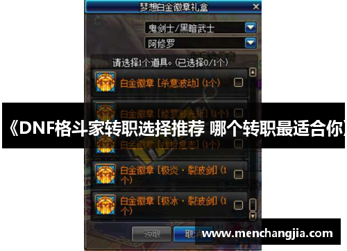 《DNF格斗家转职选择推荐 哪个转职最适合你》